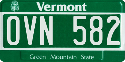 VT license plate OVN582