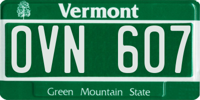 VT license plate OVN607