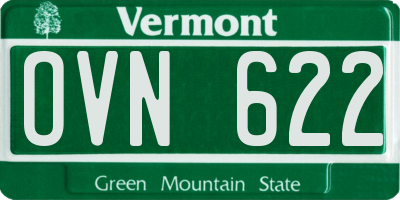 VT license plate OVN622