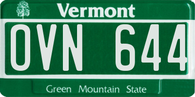 VT license plate OVN644