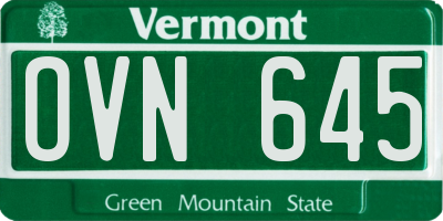 VT license plate OVN645