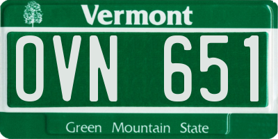 VT license plate OVN651