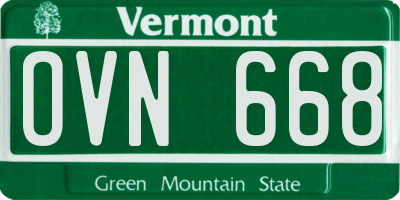 VT license plate OVN668