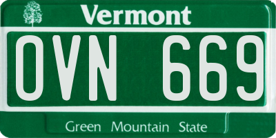 VT license plate OVN669