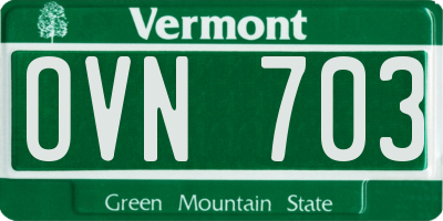 VT license plate OVN703