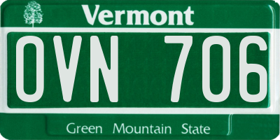 VT license plate OVN706