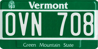 VT license plate OVN708