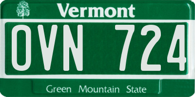 VT license plate OVN724