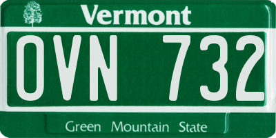 VT license plate OVN732