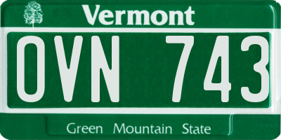 VT license plate OVN743
