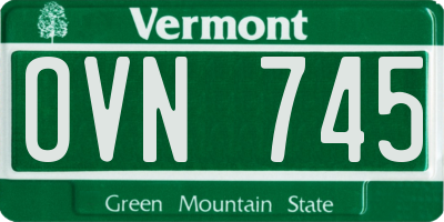 VT license plate OVN745