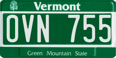 VT license plate OVN755