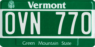 VT license plate OVN770