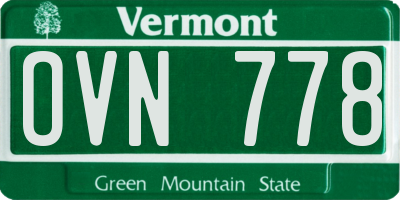 VT license plate OVN778