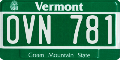 VT license plate OVN781