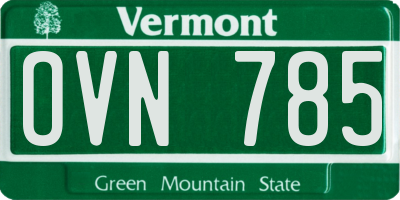 VT license plate OVN785