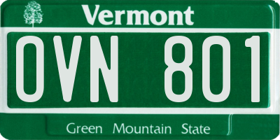 VT license plate OVN801