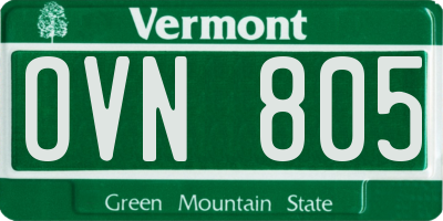 VT license plate OVN805