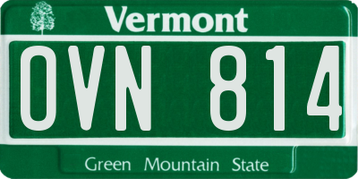 VT license plate OVN814