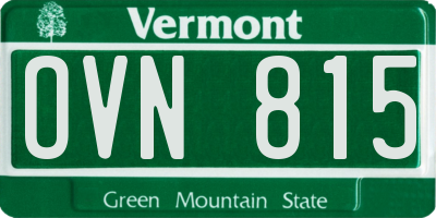 VT license plate OVN815