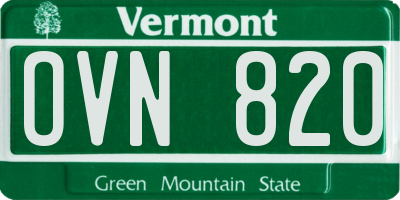 VT license plate OVN820
