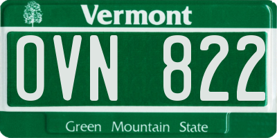 VT license plate OVN822