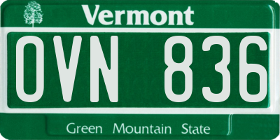 VT license plate OVN836