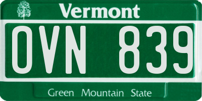 VT license plate OVN839
