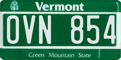 VT license plate OVN854