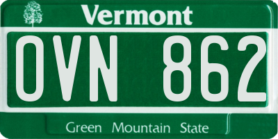 VT license plate OVN862