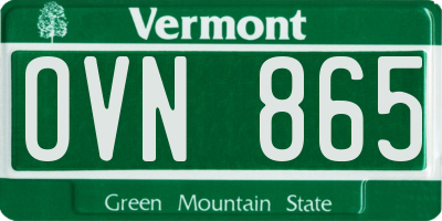 VT license plate OVN865