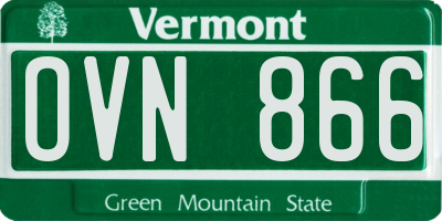 VT license plate OVN866
