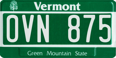 VT license plate OVN875