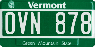 VT license plate OVN878