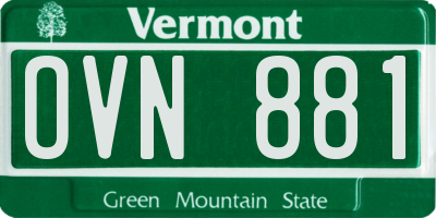 VT license plate OVN881