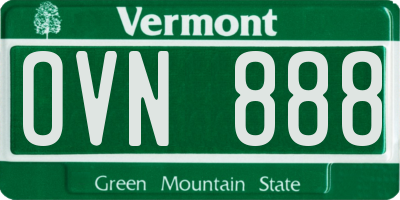 VT license plate OVN888