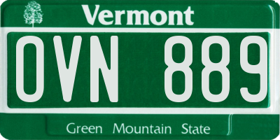 VT license plate OVN889