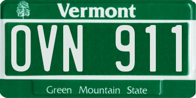 VT license plate OVN911