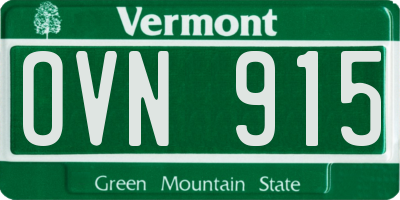 VT license plate OVN915