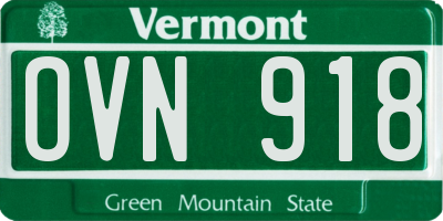 VT license plate OVN918