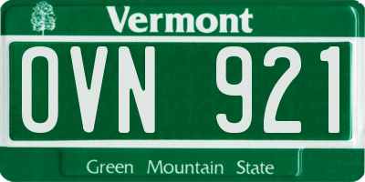 VT license plate OVN921