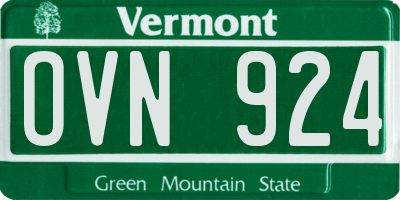 VT license plate OVN924