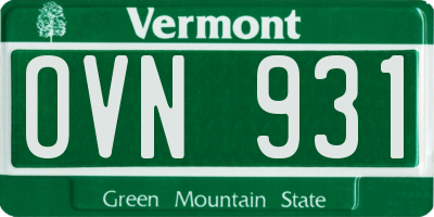 VT license plate OVN931