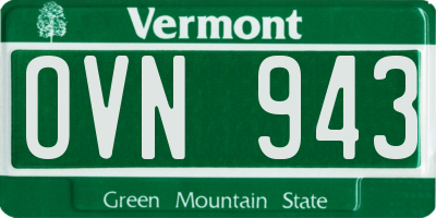 VT license plate OVN943