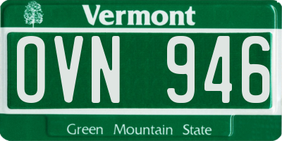 VT license plate OVN946