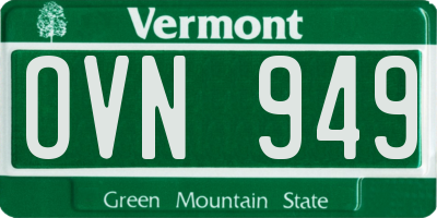 VT license plate OVN949