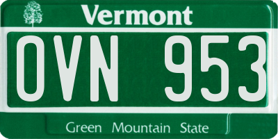 VT license plate OVN953