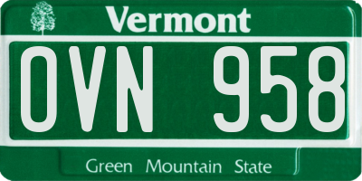 VT license plate OVN958