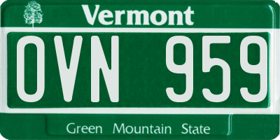VT license plate OVN959