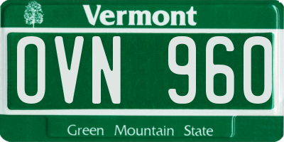 VT license plate OVN960